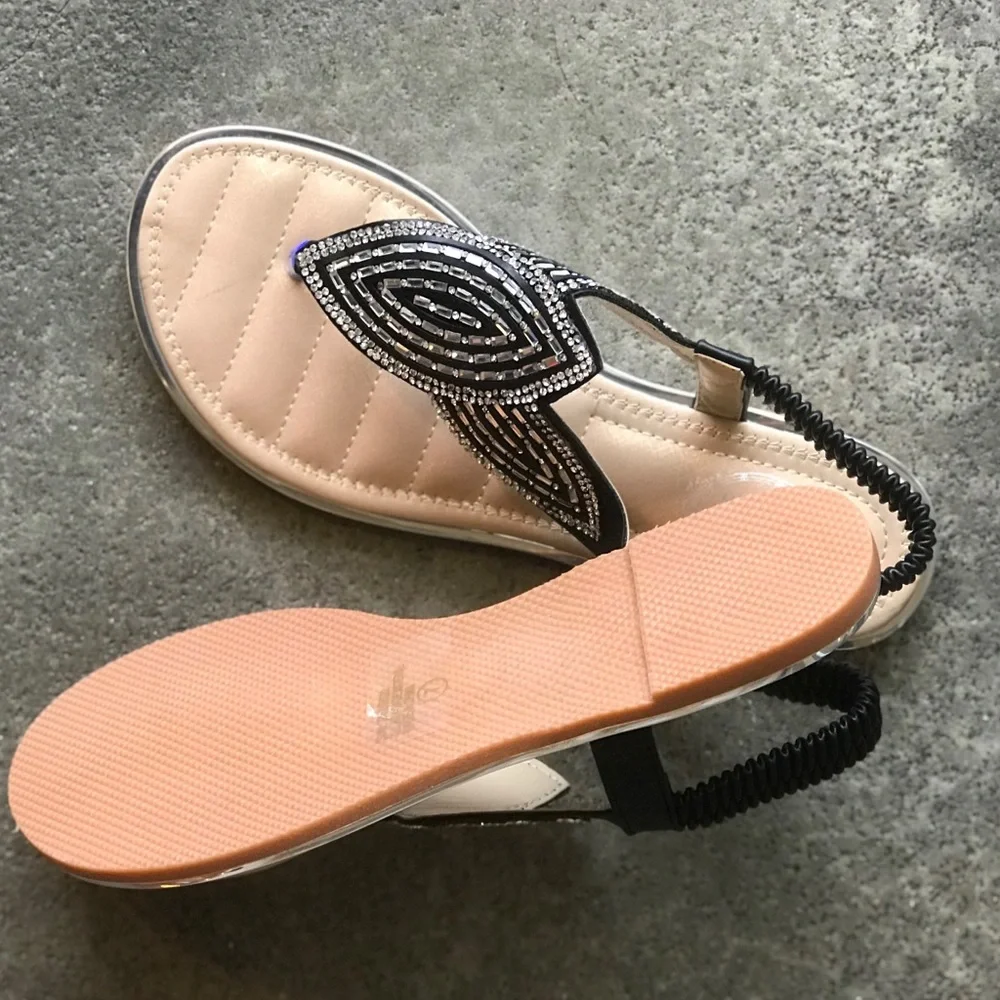 Italina Art Deco Black & Silver Classy‎ Rhinestone Embellished Sandal - Picture 7 of 12